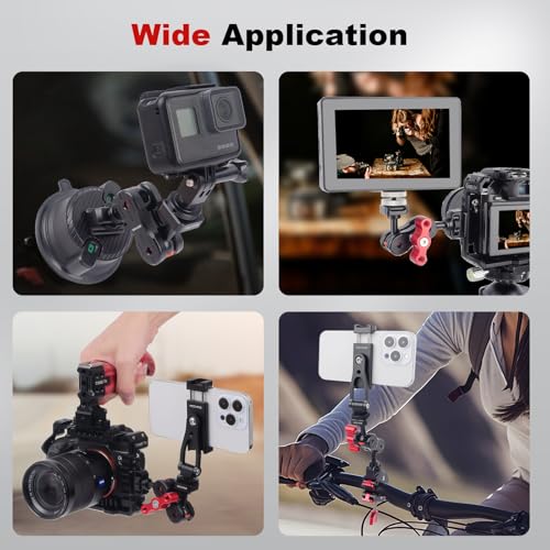 20mm Ball Head Cold Shoe Adapter, CNC Aluminum Camera Mount for DSLR Cameras, Phone Clamps, LED Lights, Microphones - Replacement for Mechrig Magic Arm Accessory(Cold Shoe Mount Ball Head 62009)