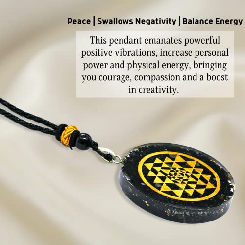 Shungite Orgone Pendant Sri Yantra Round