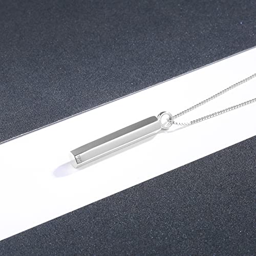 Cremation Necklace for Ashes Sterling Silver Ashes Urn Keepsake Memorial Jewelry Gifts for Women (Bar)
