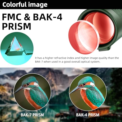 40X60 Monocular Telescope, High Power Monocular for Adults with Phone Adapter & Tripod & Hand Strap, Equipped with BAK4 Prism for Bird Watching Deep Green