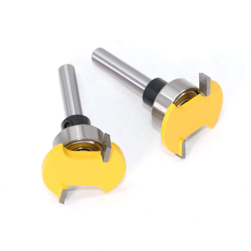 Set of 2 6 mm Shank Biscuit Wood Cutter with Bearing, Groove Cutter Tongue Shaft and Groove Milling Cutter Set T-Shape Cutter Made of Wood for Woodwork Carpenters