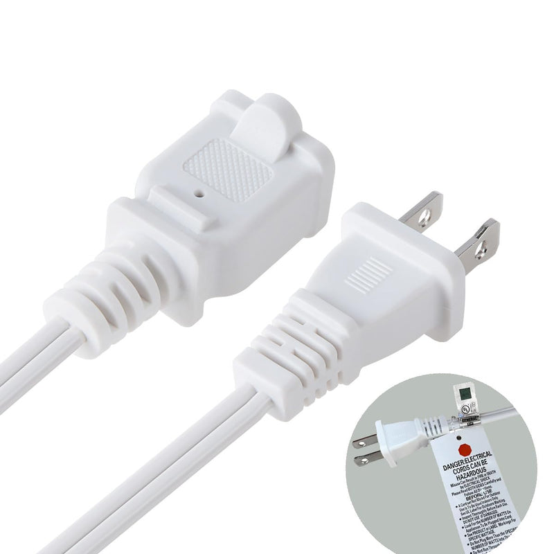 [Australia - AusPower] - 2 Prong Extension Cord US AC 2-Prong Male and Female Power Cable SPT2 16AWG 13A/125V, USA Outlet Saver Power Extension Cord Cable for NEMA 5-15P to NEMA 5-15R 3FT White 
