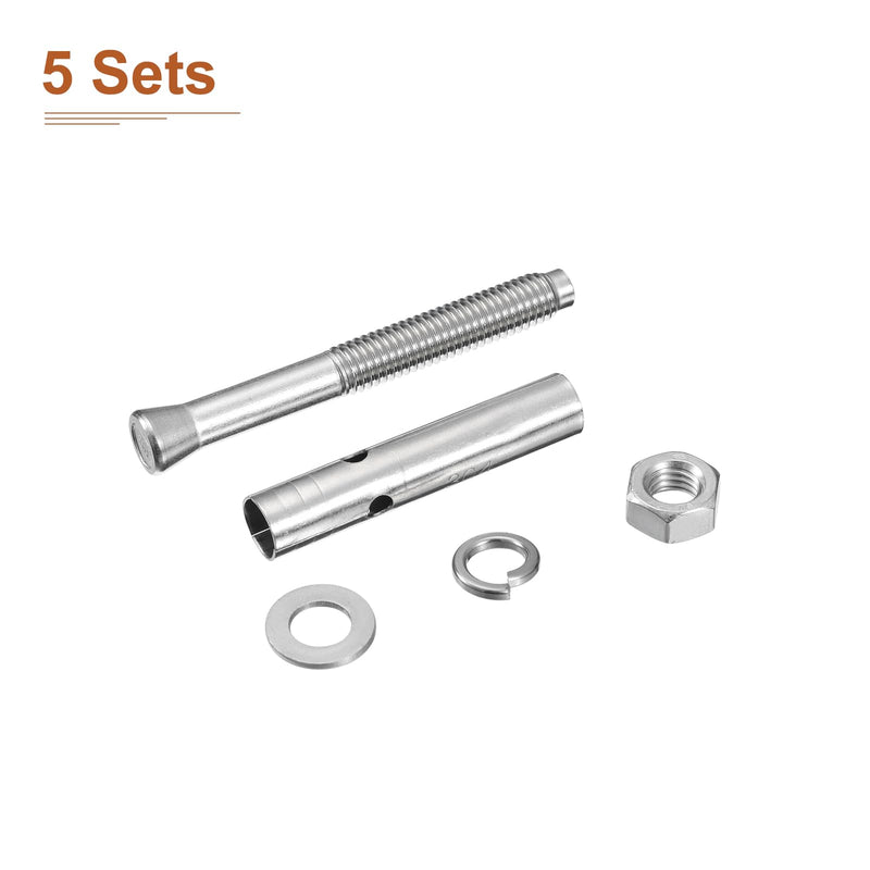 [Australia - AusPower] - M8 x 70 Hex Expansion Bolts - 5Pack - Good for Concrete Dry Brick Block Walls - 304 Stainless Steel - Silver M8 x 70 5 