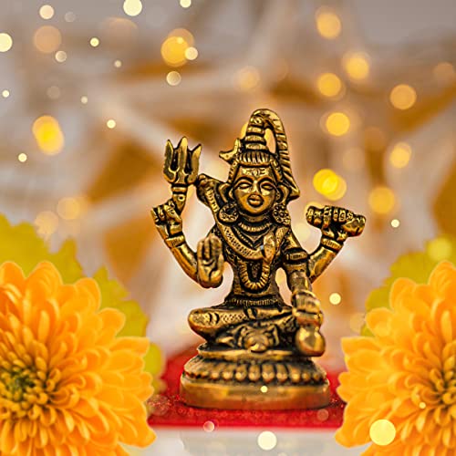 Brass Shiva Pooja Murti Idol Statue God Lord Spiritual Sculpture Indian Antique Statue Décor for Home Entrance Temple Puja Decoration Festivals Diwali and Gifting (Shiva)