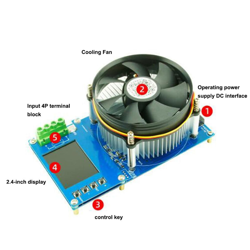 [Australia - AusPower] - 150W 20A Adjustable Constant Current Electronic Load 2.4inch TFT Color Display 4 Working Modes USB Lithium Battery Capacity Monitor Tester Discharge Meter 