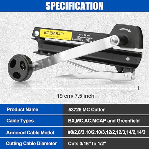 Blibaba MC cable cutter for 3/16 to 3/8 inch BX, MC, AC, and Greenfield cable