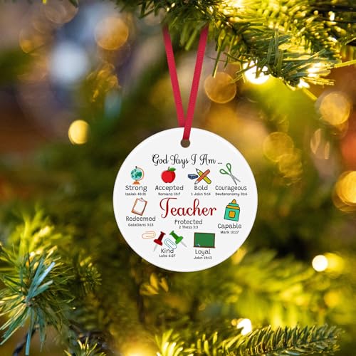 Teacher Christmas Ornament Christian Gifts for Women Men Inspirational Religious Gifts for Teachers Christmas Thank You Gift for Teacher Bible Verse Ornament Birthday Teachers Day Retirement Present