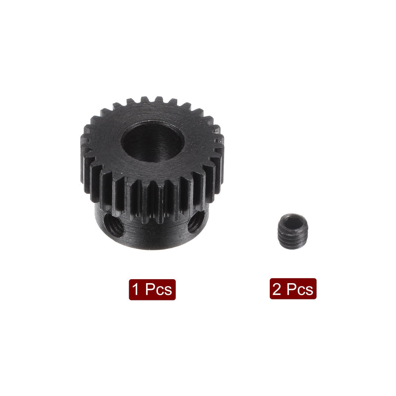 [Australia - AusPower] - uxcell Pinion Gear Set, 45# Carbon Steel Motor Rack Spur Gear with Step Black, 0.5 Mod 28T 6mm Bore 15mm Outer Dia, M3 Set Screws Included 
