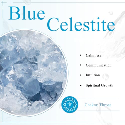 mookaitedecor 10-49g Celestite Geode Crystal Cluster Mineral Specimen 10-49g(Irregular)