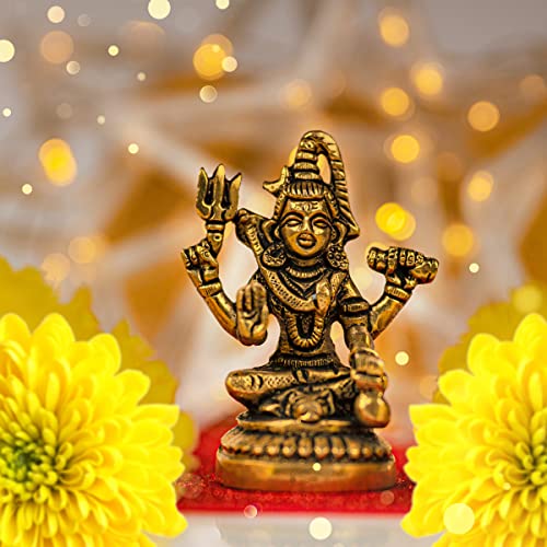 Brass Shiva Pooja Murti Idol Statue God Lord Spiritual Sculpture Indian Antique Statue Décor for Home Entrance Temple Puja Decoration Festivals Diwali and Gifting (Shiva)