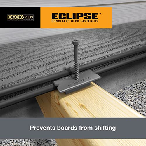 Deck Plus Eclipse hidden deck fasteners, stainless steel grey wood screws, 90 pack
