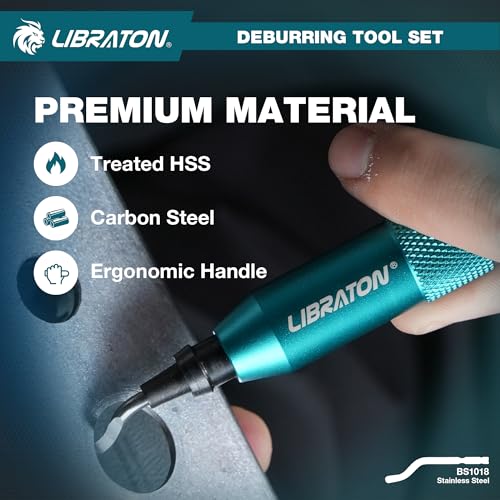 LIBRATON Deburring Countersink Hand Reamer with 10 HSS Blades | 360° Swivel Hand Deburring Tool for Metal, Resin, PVC, Copper, Plastic, 3D Printing, Wood