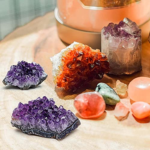 Top Plaza Bundle – 2 Items: Natural Amethyst Geode Cave Healing Crystal Stones Rock Cluster Druzy & Bulk Amethyst Healing Crystals Rough Stones