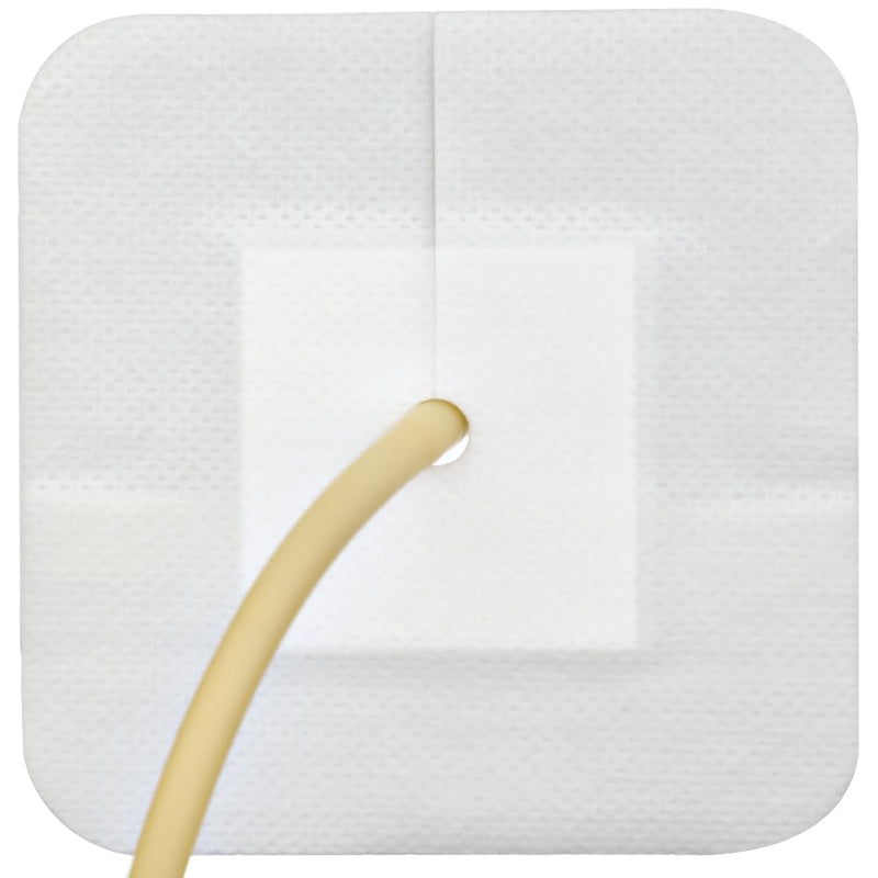 [Australia - AusPower] - 40 Pcs Feeding Tube Covers G Peg Tube Holder Split Drain Adhesive Bandages for Dialysis Catheter 4" x 4" Island Dressing Bordered Gauze Nuring Accessories 4"x4" Inch-pack of 40 