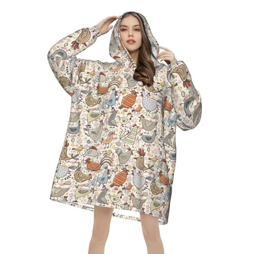 Wearable Blanket Oversized Blanket Hoodie Cozy Hoodie For Adults Sweatshirt Sweater Blanket Hoodie With Pocket Chicken