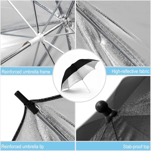 [2 Pack] 33'' Photography Umbrella Black & Silver Flash Umbrella black/silver