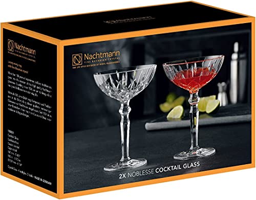 Nachtmann Noblesse Collection Cocktail Coupe Glasses, set of 2, Clear Crystal Glass with Stem, Perfect for Drinking Champagne, Sweet Wine, Martini, and Cosmopolitan, dishwasher safe