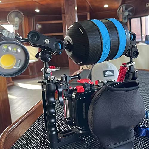 Buoyancy Float Arm,DIVTEK Dive Bracket with Nauticam Bayonet Mount Improved Lightweight for Underwater Camera Tray Scuba Dive Video Lights Arms D95-160