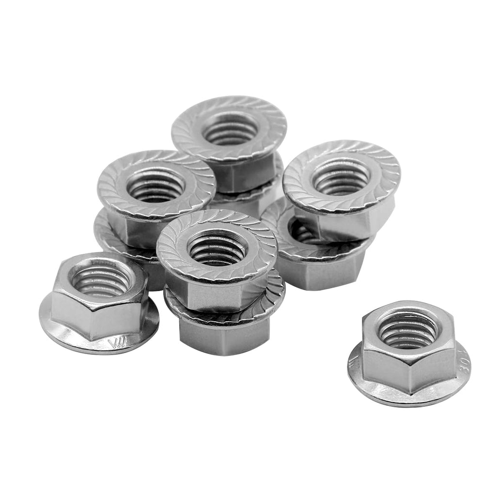 Beduan 1/2"-13 Serrated Flange Hex Lock Nuts 304 Stainless Steel 18-8 Bright Finish (10PCS) 10