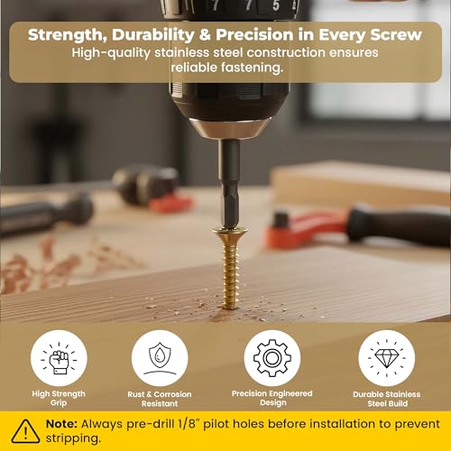 Finsbury Hardware #12 x 1-1/2-inch solid brass flat head Phillips wood screws, 16-pack