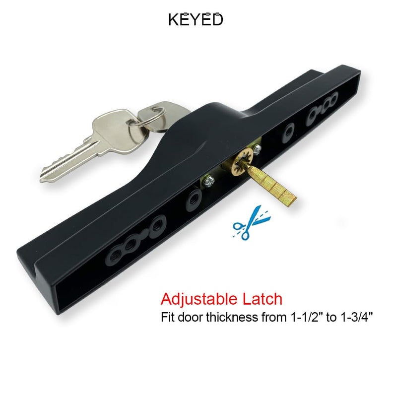 ALLYWASAI Sliding Patio Door Handle Set with Mortise Lock, Key Cylinder and Face Plate, Wood Handle Lock Set Fits Door Thickness from 1-1/2" to 1-3/4", 3-15/16" Screw Hole Spacing, White (Black) Black