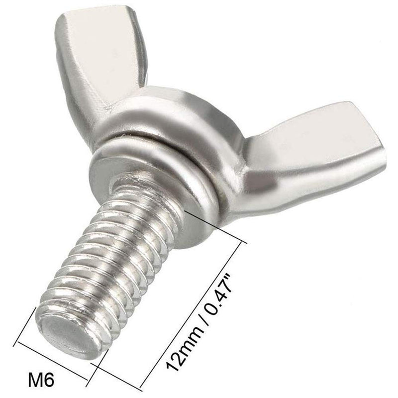 [Australia - AusPower] - 10Pcs M6 x 1-Pitch Wing Bolt, 12mm Length Carbon Steel Butterfly Screw Wing Bolt Machine Fastener M6 X 12 
