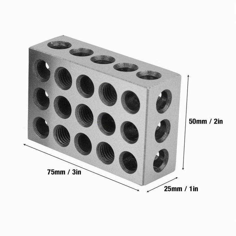 Parallel Blocks Set of 2, 1-2-3 Block Metric Parallel Underlays 23 Holes Machinist Block Precision Block for Machine Tool Matched Clamping Blocks Turning Tools 25 x 50 x 75 m