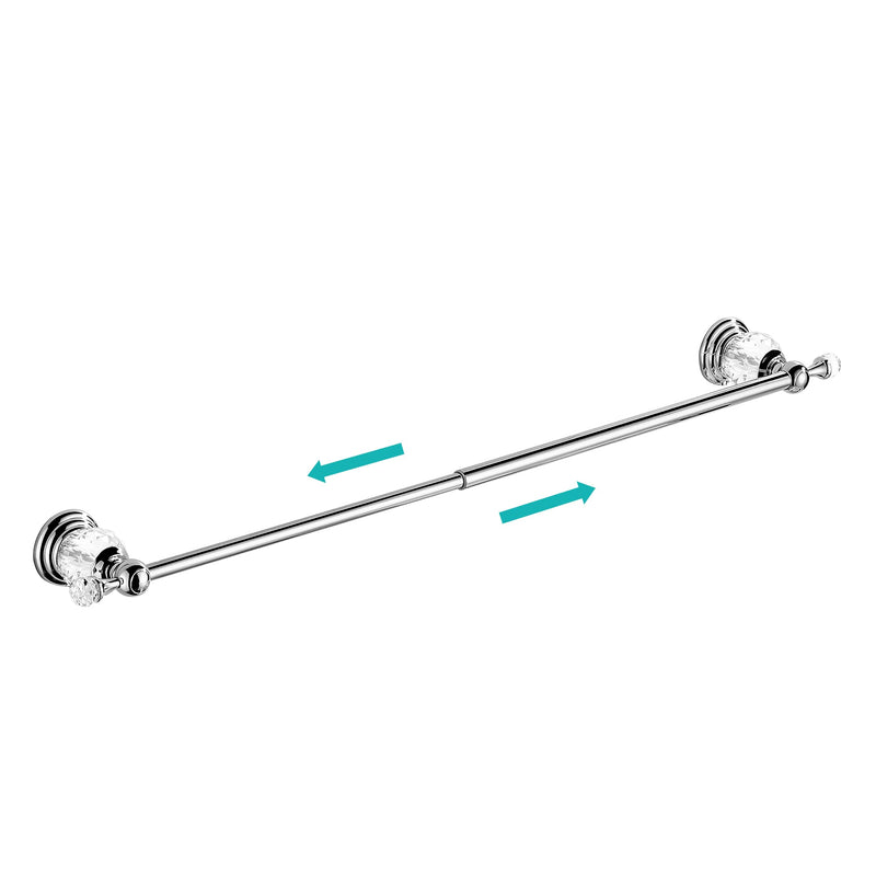 BATHSIR Crystal Towel Bar 24 Inch, Chrome Bathroom Towel Rack, Hand Towel Holder Wall Mounted Silver