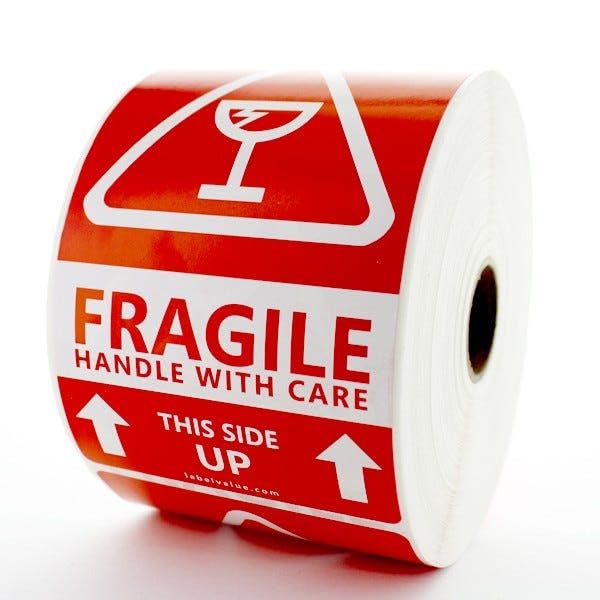 Fragile Handle with Care Labels 3" x 5" - 500 Labels per roll