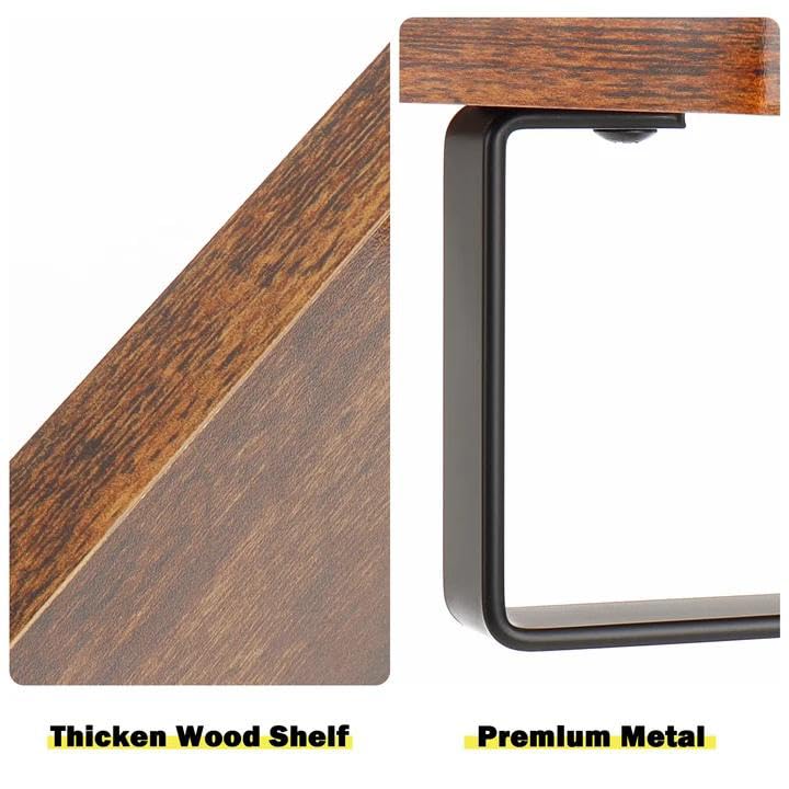 Hand Towel Holder/Towel Ring with Wooden Shelf, Hand Towel Rack, Hand Towel Hanger for Bathroom, Bath Accessories Wall Mounted, (Matte Black, 9.2"-Diamond Shaped) Matte Black