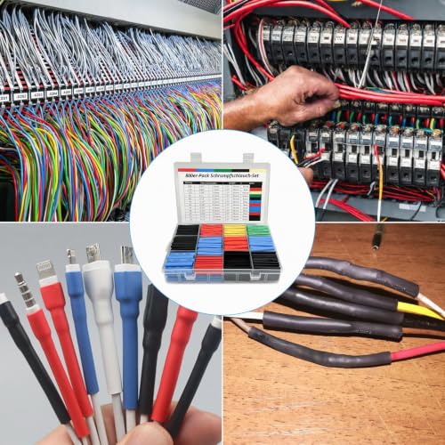Lectorias 800 Piece Heat Shrink Tube Set, Heat Shrink Tube, Insulation Tube Cable, 5 Colors 12 Sizes, 2:1 Shrink Ratio, for Electrical Insulation and Wire Connections
