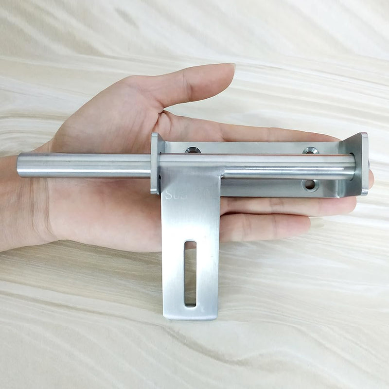dingchi Sliding Bolt Gate Latch, Safety Lock Bolt Hasp, Heavy Duty 304 Stainless Steel Barrel Door Latches, with Padlock Hole, Brushed Finish MK 7 lnch
