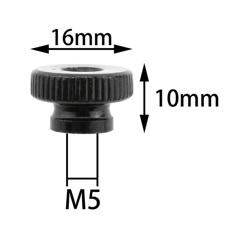 [Australia - AusPower] - 10pcs Knurled Thumb Nuts M5 x 0.8mm Black Metal Round Knobs Hand Nuts for 3D Printer Parts 