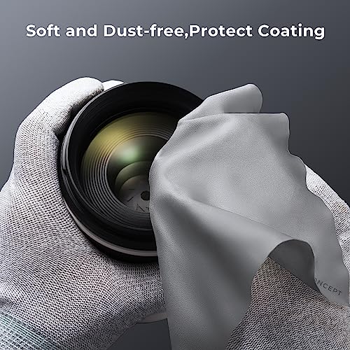 K&F CONCEPT Microfiber Cleaning Cloths - 6 Pack Lens Cleaning Cloth for Cleaning Camera Lenses, Glasses, Screens, Cameras, Eyeglasses, Tablets... Washable, Grey…