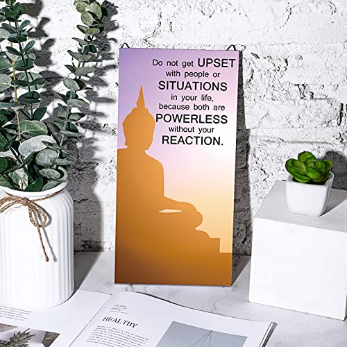 Blulu 2 Pcs Buddha Wall Art Spiritual Quote Wooden Signs, at Peace