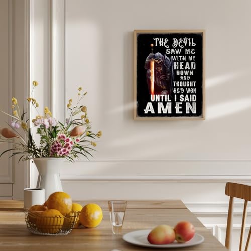 Christian Warrior Wall Art 11x14 - Inspirational Religious Decor for Men - Motivational Prayer Room Wall Decor - Spiritual Gifts - Medieval Knight Poster - Man Cave Office Artwork - LARGE Unframed 11"L x 14"W