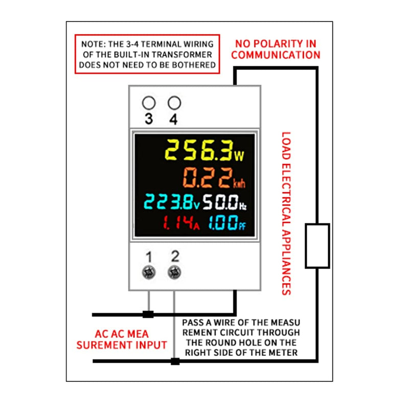 [Australia - AusPower] - Digital Single Phase Energy Meter Tester Electricity Usage Monitor AC 110V 40V~300V 100A Ampermeter Power Voltmeter Ammeter Voltage Amps Watt Kwh Frequency Power Factor Meter Multimeter (Built-in CT) Built-in CT 