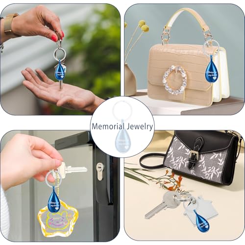 Cremation Keychain for Ashes Always In My Heart Urn Locket Cremation Jewelry Teardrop Memorial Keepsake Keychain Blue