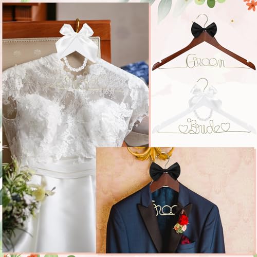 Beeveer Bride Hanger for Wedding Dress Bride and Groom Wooden Fresh