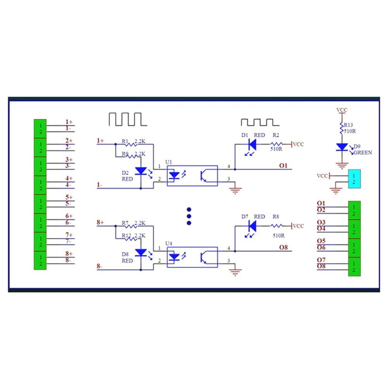 DONGKER Optocoupler Isolated Module,DC 24V to 5V 8-Channel Optocoupler Relay Module PLC-PNP Signal Converter