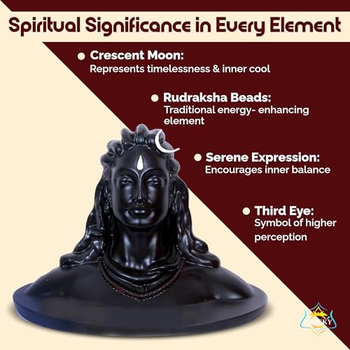 Adiyogi Shiva Statue for Car Dash Board, Pooja & Gift, Mahadev Murti, Idol, Lord Shankara for Home & Office Decor (ADIYOGI JI in Black) (Adiyogi), Resin