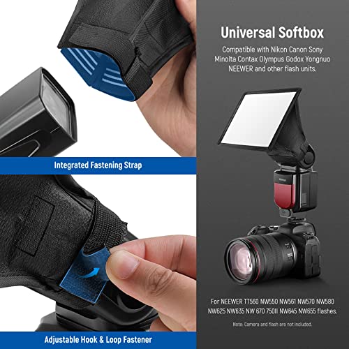 NEEWER Flash Diffuser Light Softbox 5" x 4", Universal, Collapsible with Storage Pouch Compatible with Canon Nikon Sony Godox Yongnuo NEEWER speedlight 5x4 inches