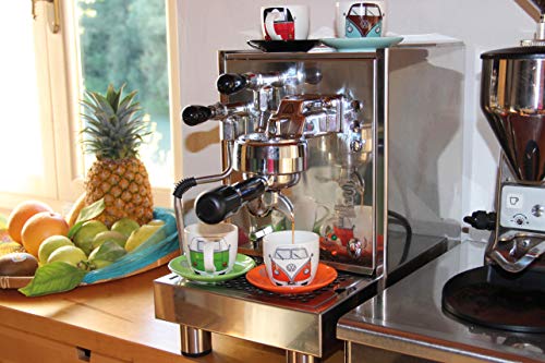 BRISA VW Collection - Volkswagen Espresso Cups Coffee-Tea-Cappuccino Set in T1 Bus Campervan Design (Bus Front/100ml/3.4 fl oz) (Set of 4 (red/black, petrol/brown, orange, green)) Set of 4 (red/black, petrol/brown, orange, green)