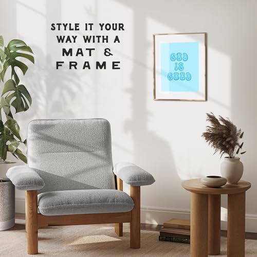 God is Good Spiritual Home Decor - Blue 70s Retro Style Religious Decorations Christian Decor - Christian Gifts for Women - Indie Room Art - Cute Y2k Room Artwork - Preppy Wall Print - Trendy Wall Art