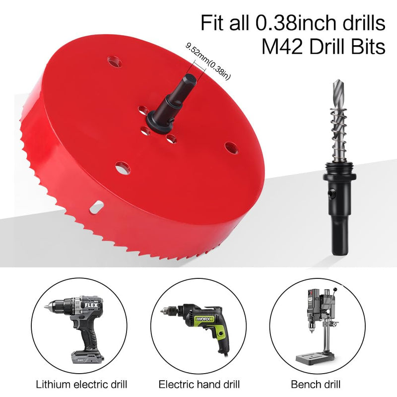 [Australia - AusPower] - EMSTAR 4 Inch M42 HSS Bi-Metal Hole Cutter, Triangular Shank Hole Saw Drill Bit with Spring, for Wood, Plywood, Plastic, Gypsum Board, Thin Metal Sheets 