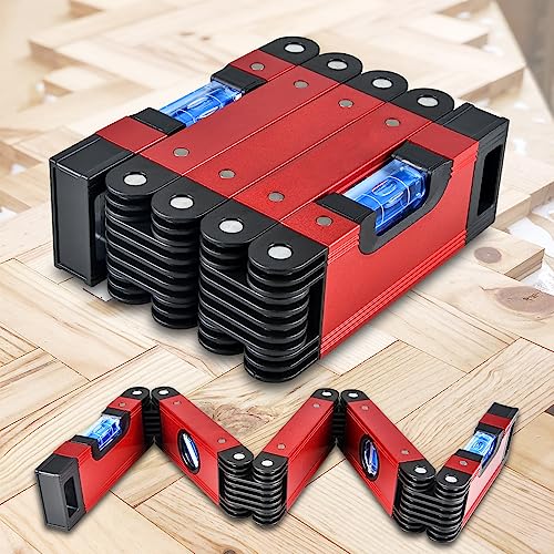 Eewudwok 28-inch foldable aluminum alloy level tool with multi-angle joints and four level bubbles