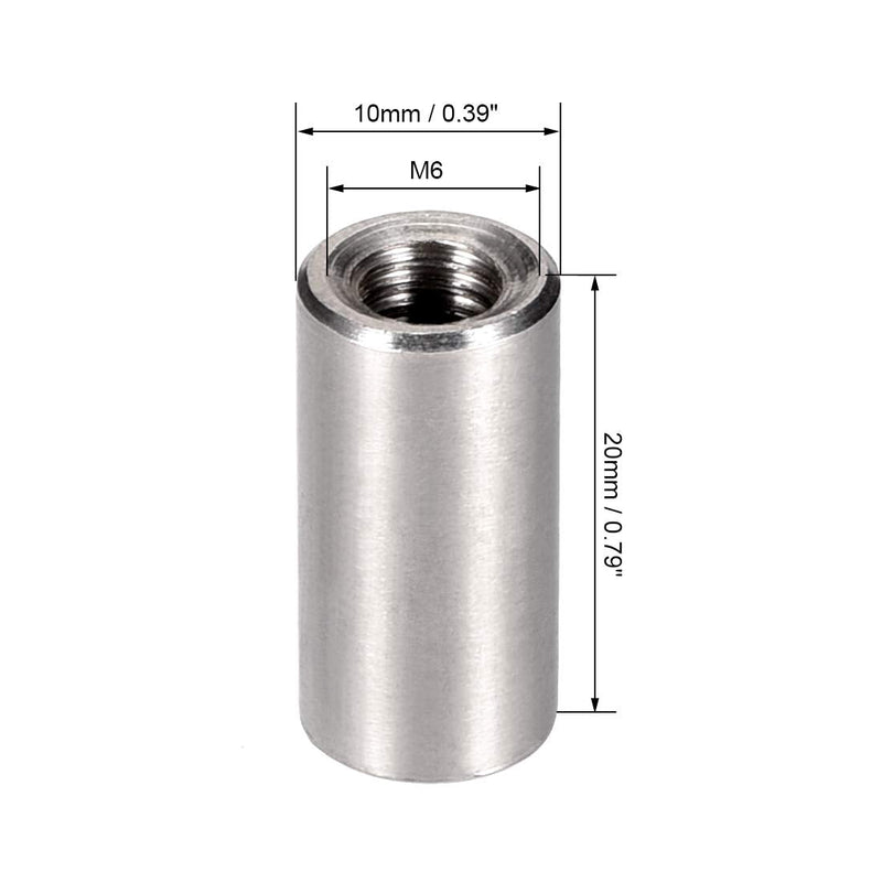 [Australia - AusPower] - uxcell M6 Round Connector Nuts, 304 Stainless Steel Coupling Nut 20mm/0.78inch Length,Pack of 5 M6x20mm 