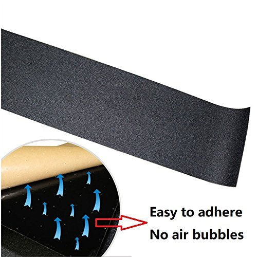 ZUEXT 9" x 33" Black Skateboard Grip Tape Sheets 2 Pack, Bubble Free Waterproof Scooter Griptape,Longboard Griptape, Anti Slip Sandpaper for Rollerboard Stairs Pedal Wheelchair Steps (84x23cm) 9"x33"