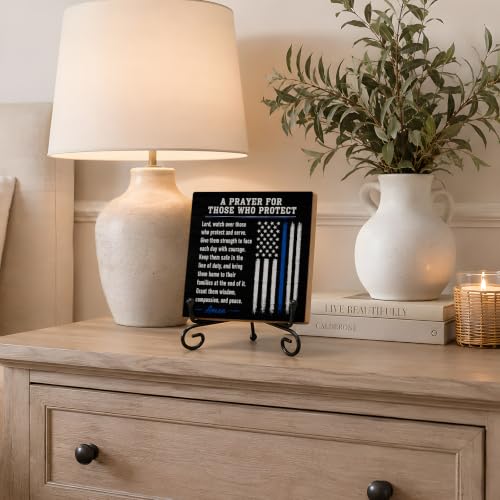 5x5 Prayer For Those Who Protect Wood Sign with Iron Stand Wooden15