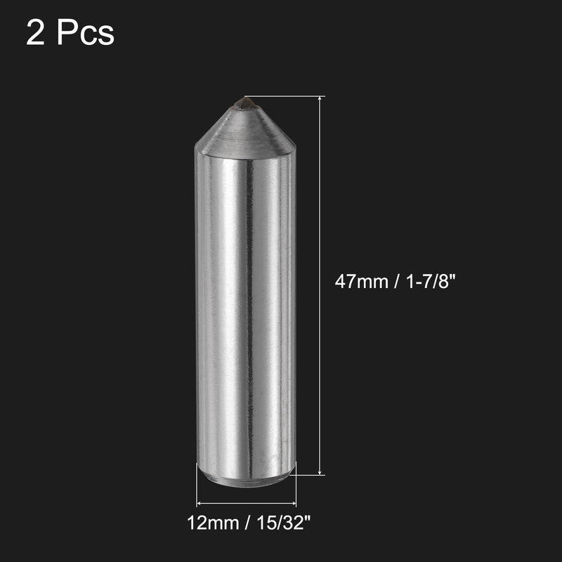 [Australia - AusPower] - uxcell 2pcs Diamond Dressers, 12mm x 47mm (15/32" x 1-7/8") Single Tapered Point Grinding Wheel Round Pen Welded Diamond Dressing Tools, Silver Tone 15/32" x 1-7/8" 2 
